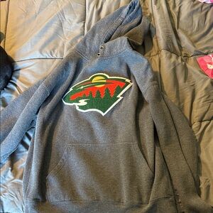 Gray Hooded Sweatshirt with Logo Design